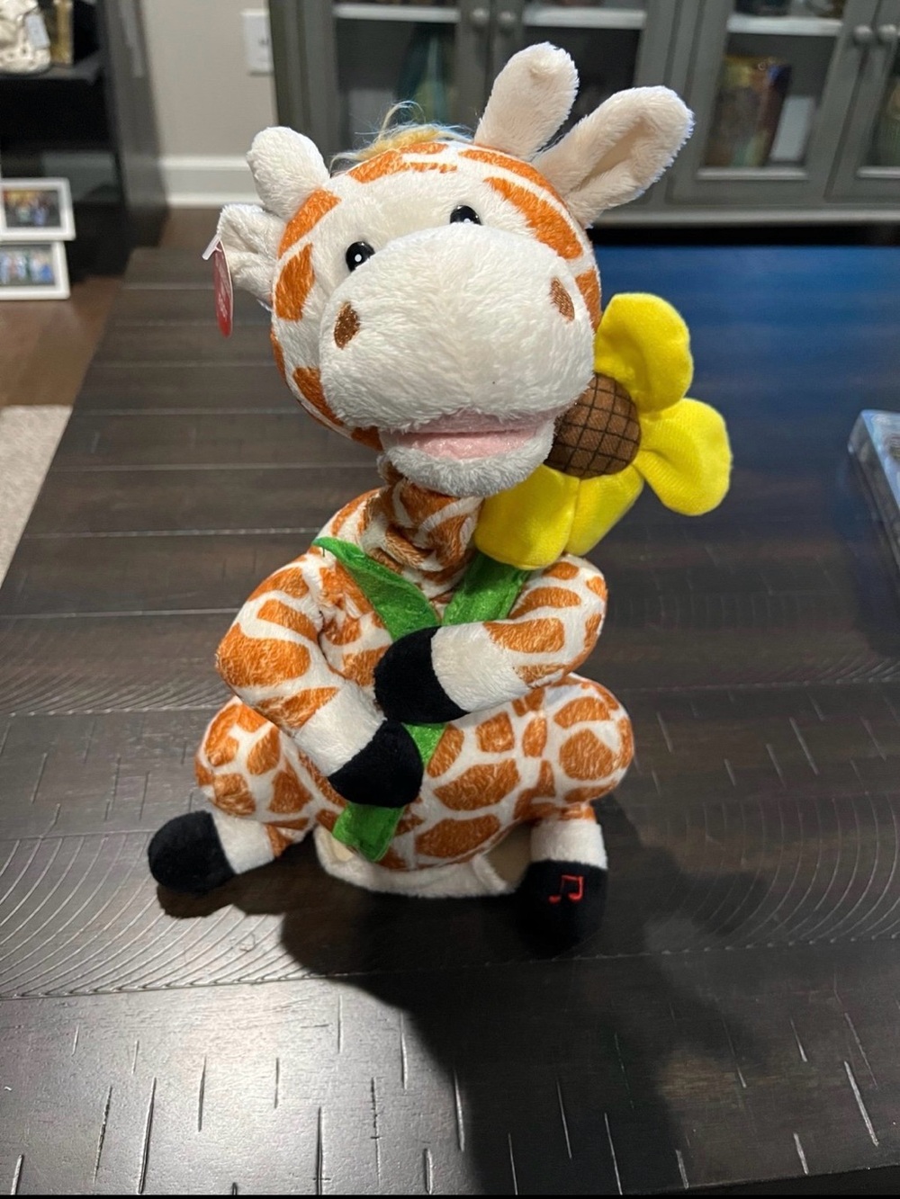Giraffe Plush Stuffed Sings Higher and Higher Neck Extends 16” with Sun Flower